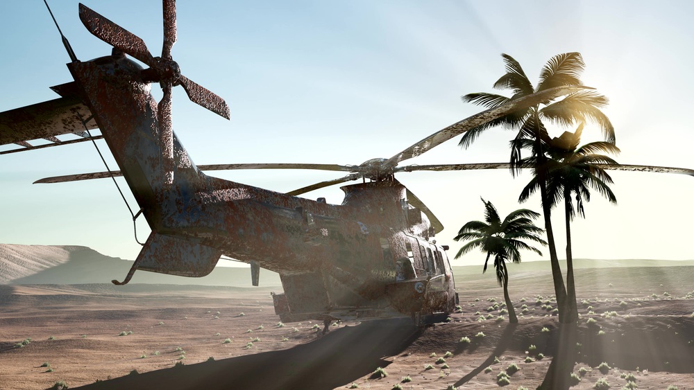 old rusted military helicopter in the desert. Old Rusted Military Helicopter