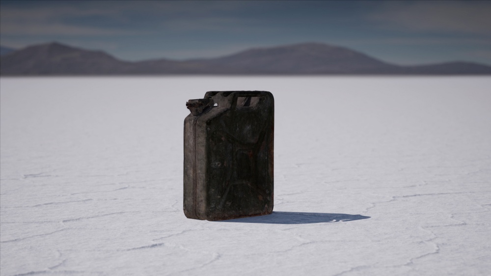 old metal fuel canister at salt flats in Utah