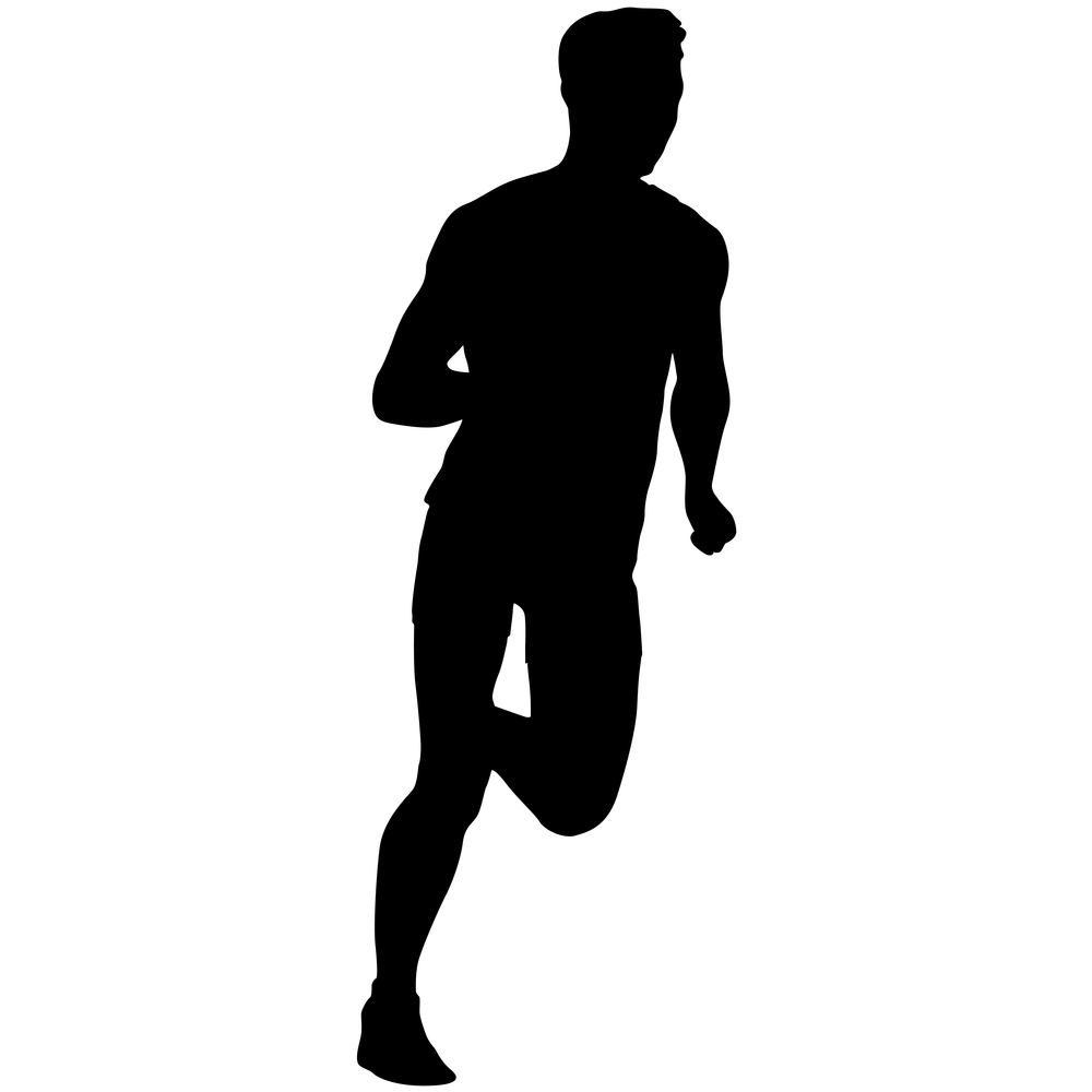 Black Silhouettes Runners sprint men on white background.. Black Silhouettes Runners sprint men on white background