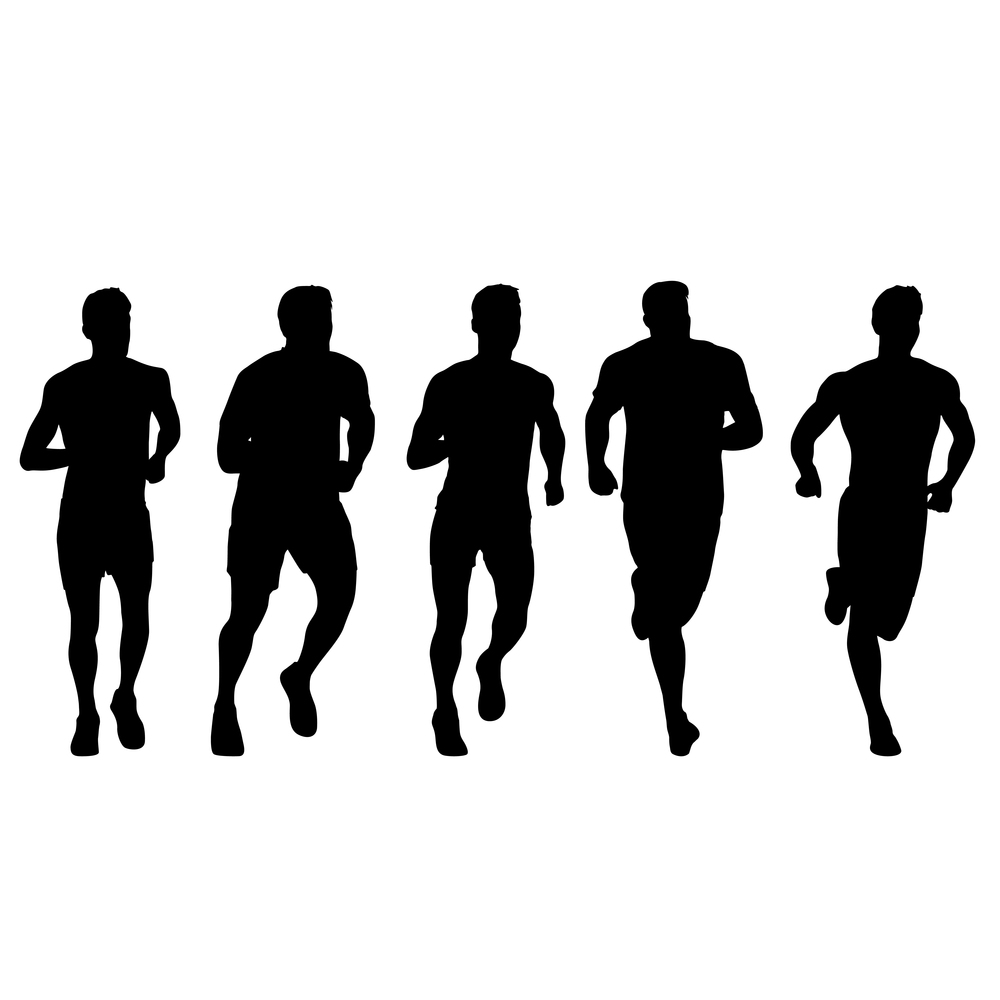 Set of silhouettes. Runners on sprint men on white background.. Set of silhouettes. Runners on sprint men on white background