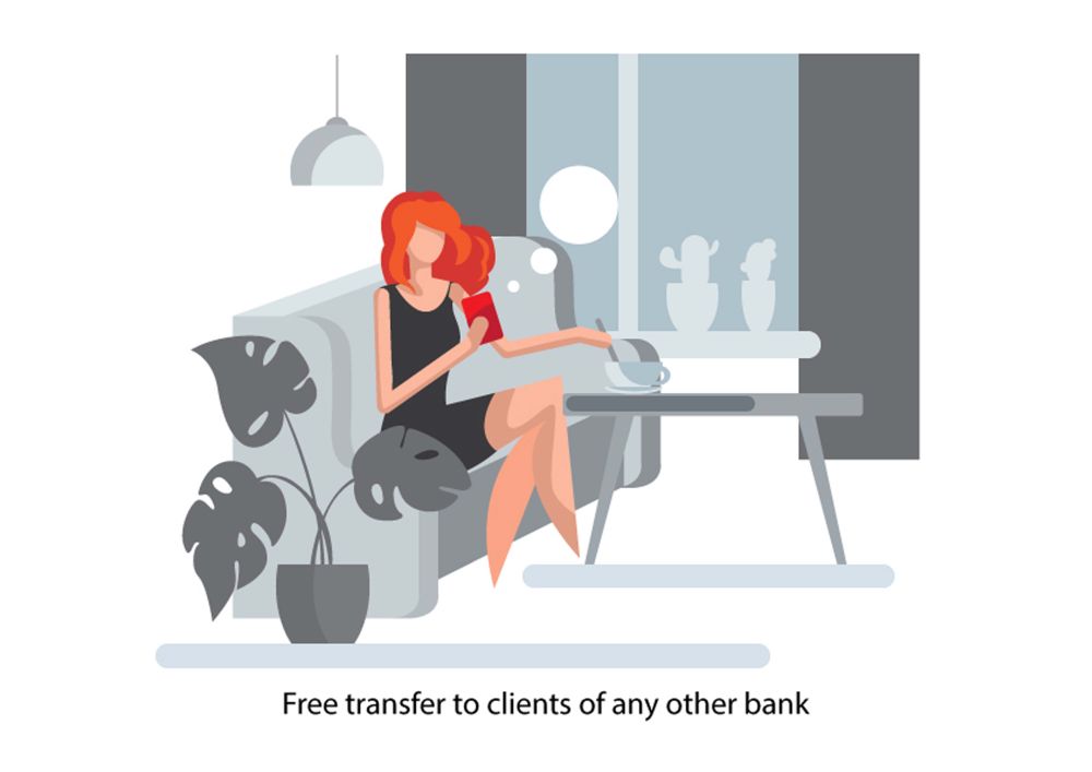 Creative conceptual business banking finance vector illustration. Woman using mobile banking app.