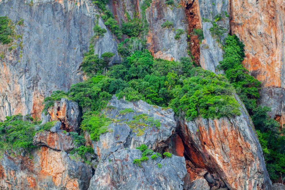 Natural background of limestone mountains and trees in thailand. Limestone mountains in Thailand