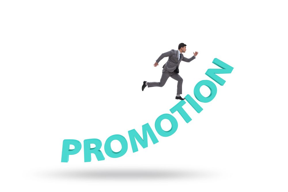 The employee in career promotion concept. Employee in career promotion concept