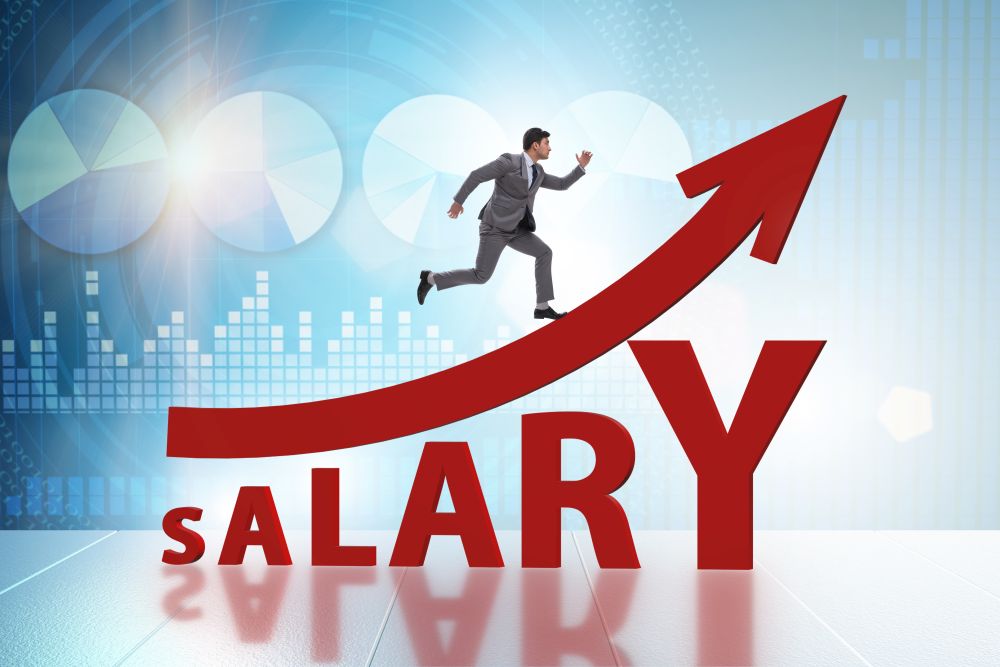 The concept of increasing salary with businessman. Concept of increasing salary with businessman