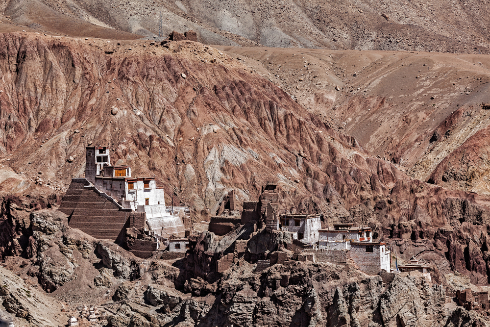 Basgo Gompa (Tibetan Buddhist monastery). Ladakh, India. Basgo monastery. Ladakh, India