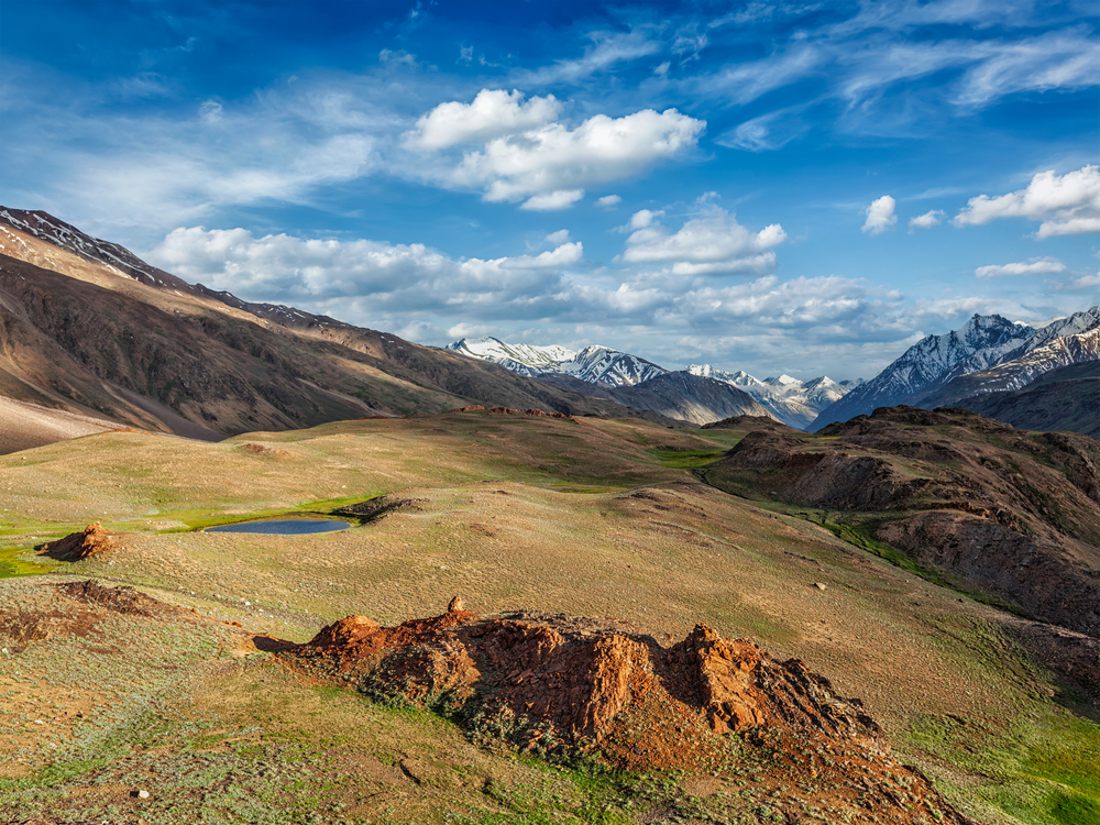Himalayan landscape in Spiti valley. Himachal Pradesh, India. Himalayan landscape in Himalayas