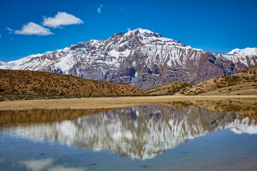 Dhankar Lake in Himalayas. Spiti Valley, Himachal Pradesh, India. Dhankar Lake. Spiti Valley, Himachal Pradesh, India
