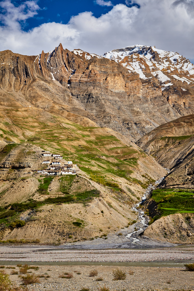 Tailing Village in Pin Valley, Himachal Pradesh, India. Village in Himalayas