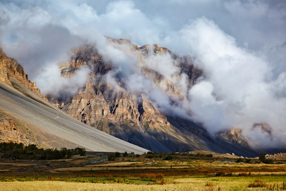 Clouds and mountains in Spiti Valley, Himachal Pradesh, India. Spiti Valley, Himachal Pradesh, India