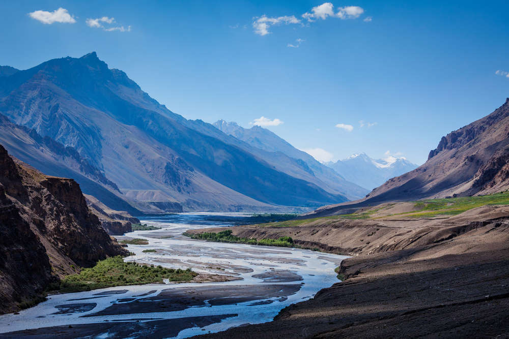 Spiti river in Himalayas. Spiti valley, Himachal Pradesh, India. Spiti river in Himalayas