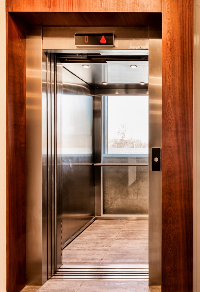 Full length view of elevator in condominium