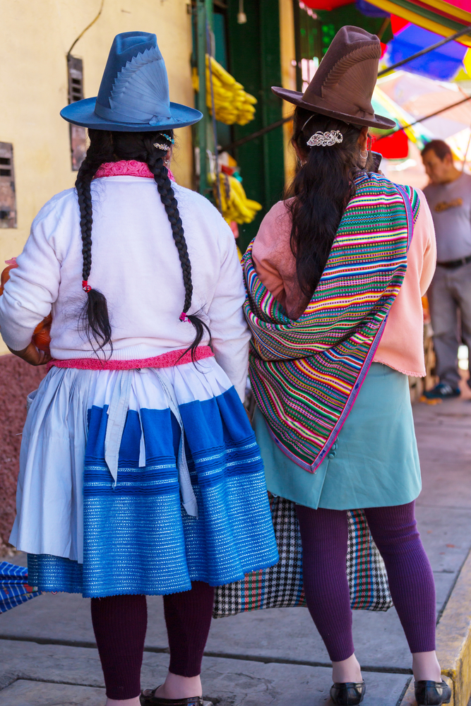 Peruvian people in city street