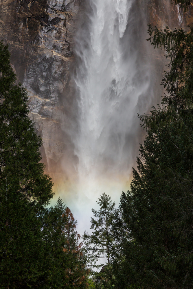 Great Yosemite waterfall in early spring