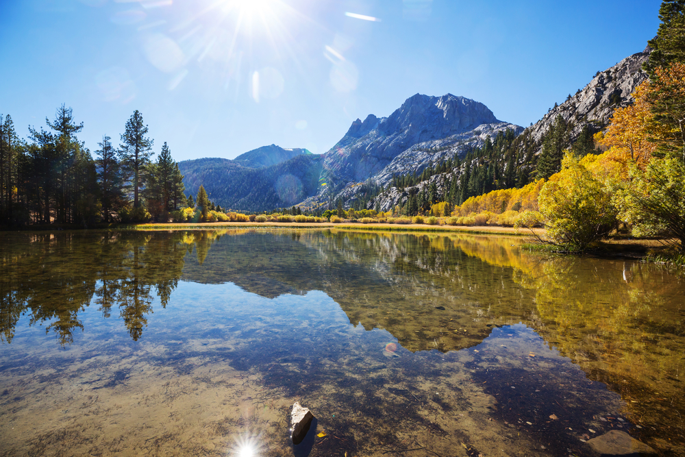 Scenic view of Sierra Nevada Mountain. fall foliage landscape. California,USA.