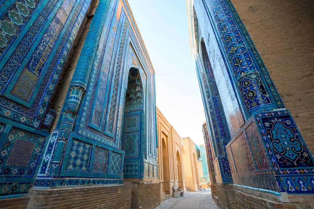Shah-i-Zinda, Necropolis in Samarkand, Uzbekistan. Famous architecture place.