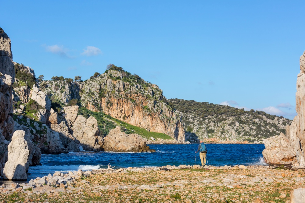 Beautiful landscapes on the Carian trail. Aegean Sea, Turkey.