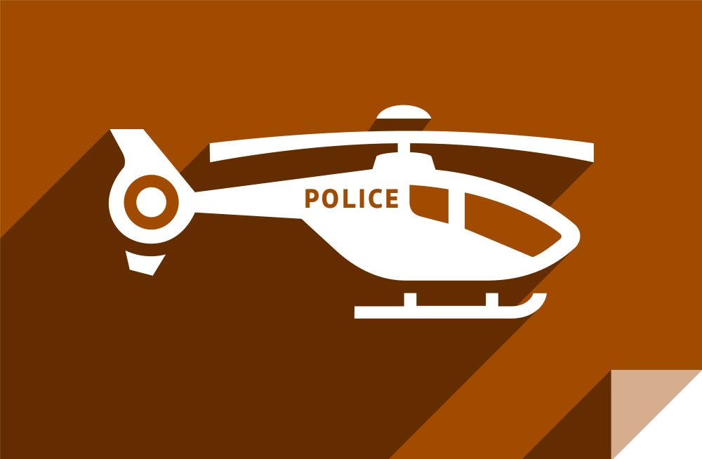 Helicopter, transport flat icon, sticker square shape, modern color. Transport in the sky