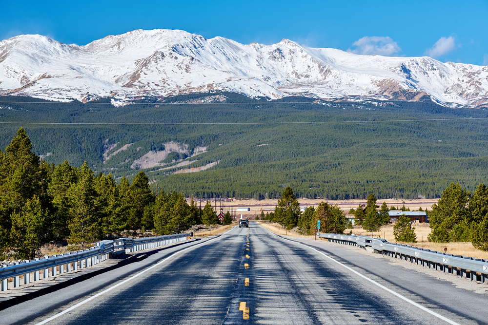 Highway in Colorado Rocky Mountains, USA