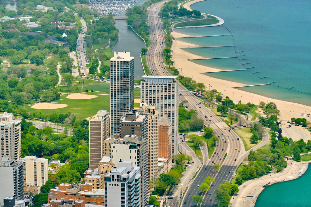 Chicago city aerial view, Illinois, USA