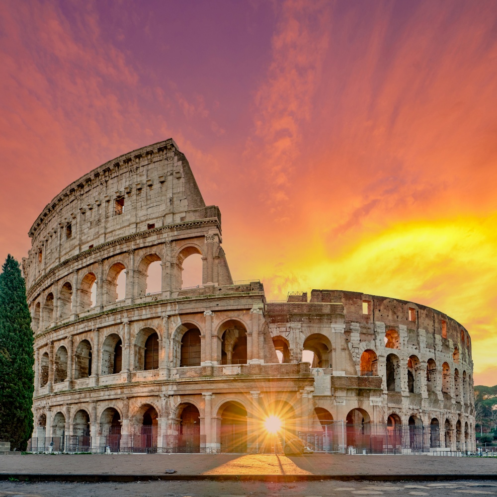 Colosseum at sunrise in Rome, Italy