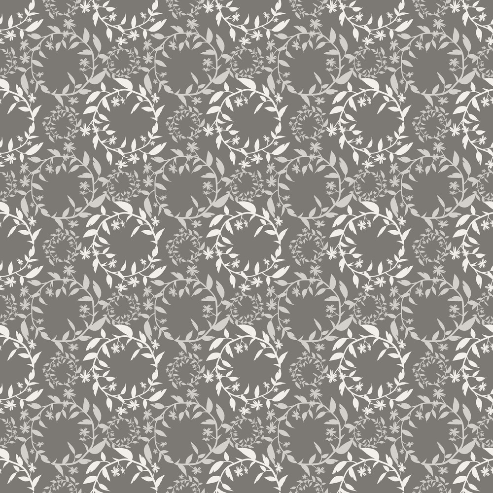 Beige seamless pattern with silhouettes of floral wreaths.