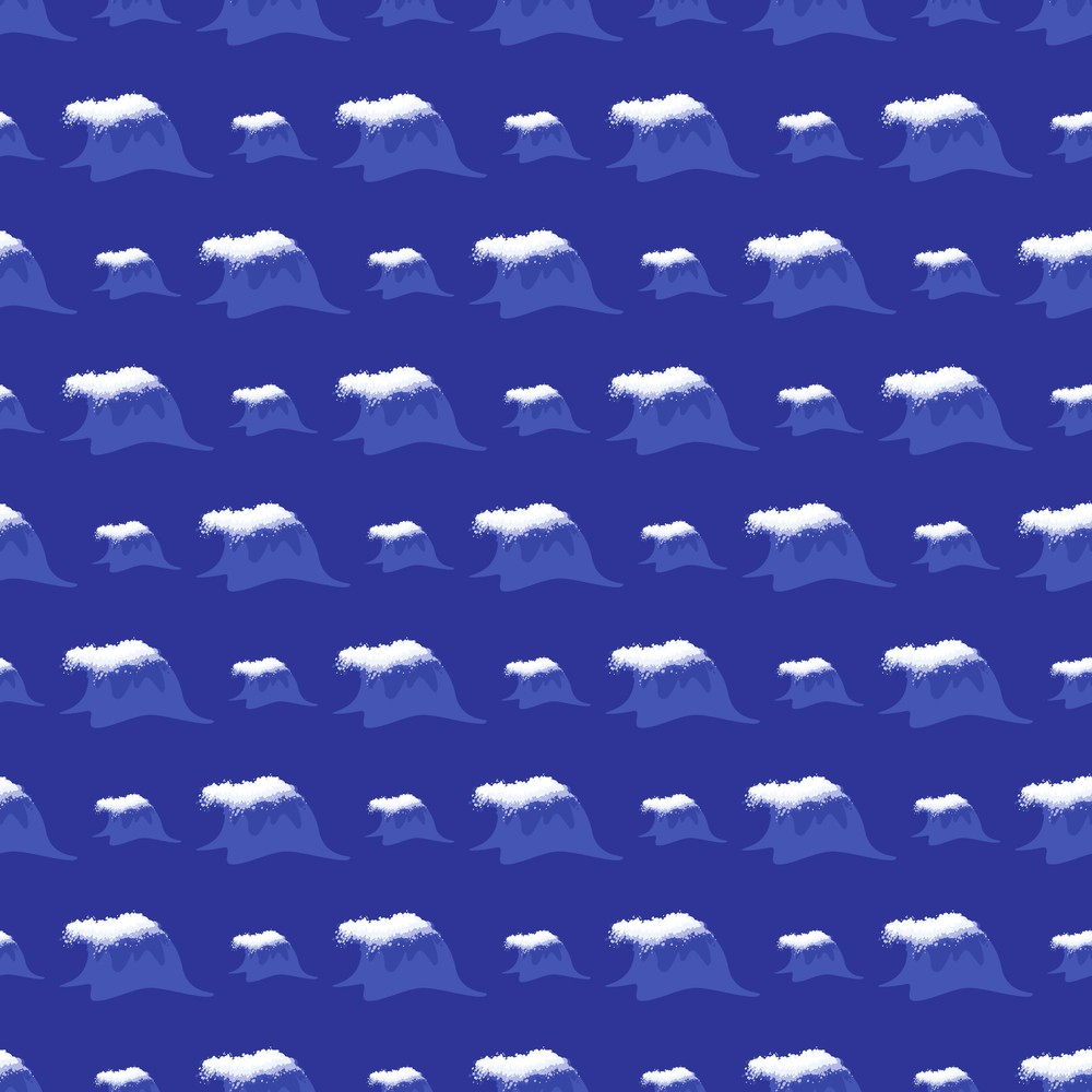Blue seamless sea pattern with repeating waves.