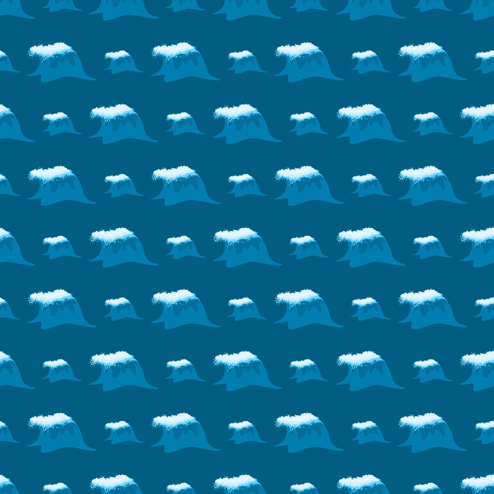 Blue seamless sea pattern with repeating waves.
