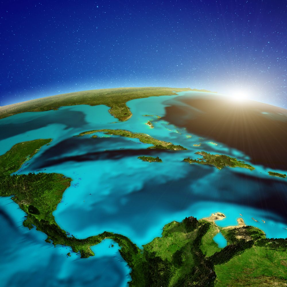 Central America background. Elements of this image furnished by NASA. 3d rendering. Central America background