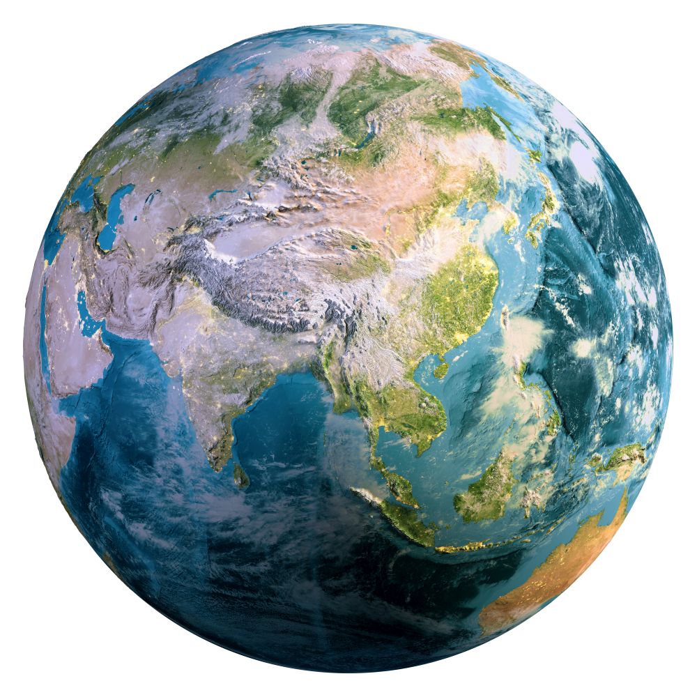 Planet Earth isolated. Elements of this image furnished by NASA. 3d rendering. Planet Earth isolated