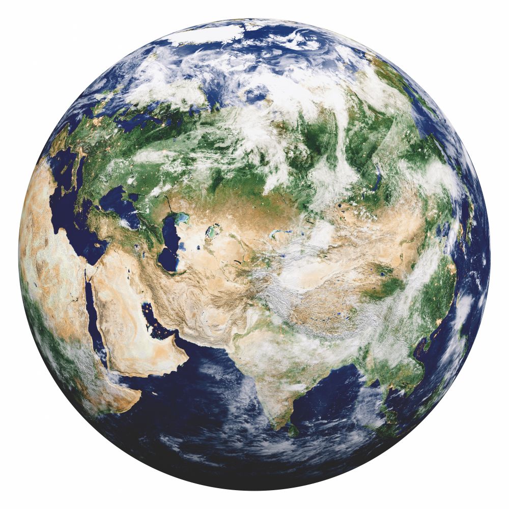Planet Earth on white. Elements of this image furnished by NASA. 3d rendering. Planet Earth on white