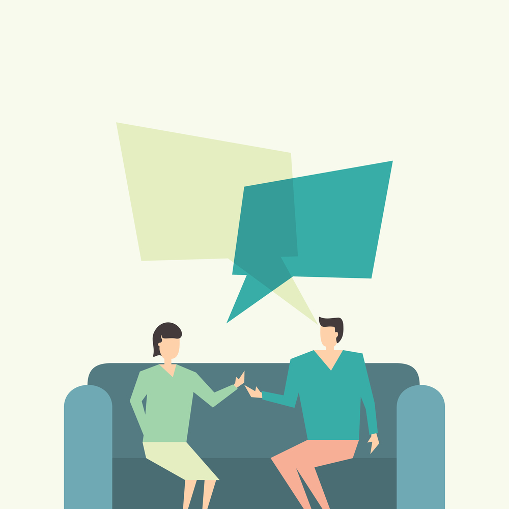 A man talking to a woman. Vector illustration