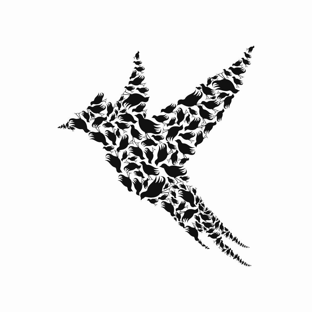 Birdie made of birds. A vector illustration