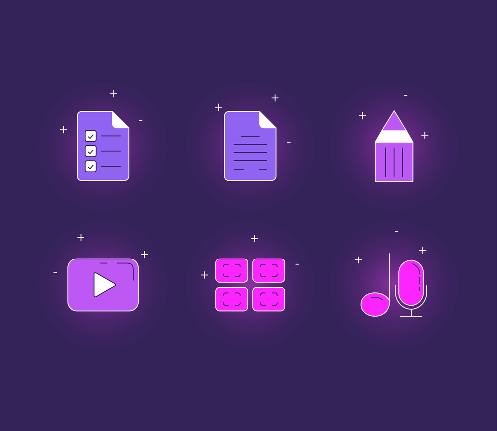Set of icons on the theme of media. Vector illustration