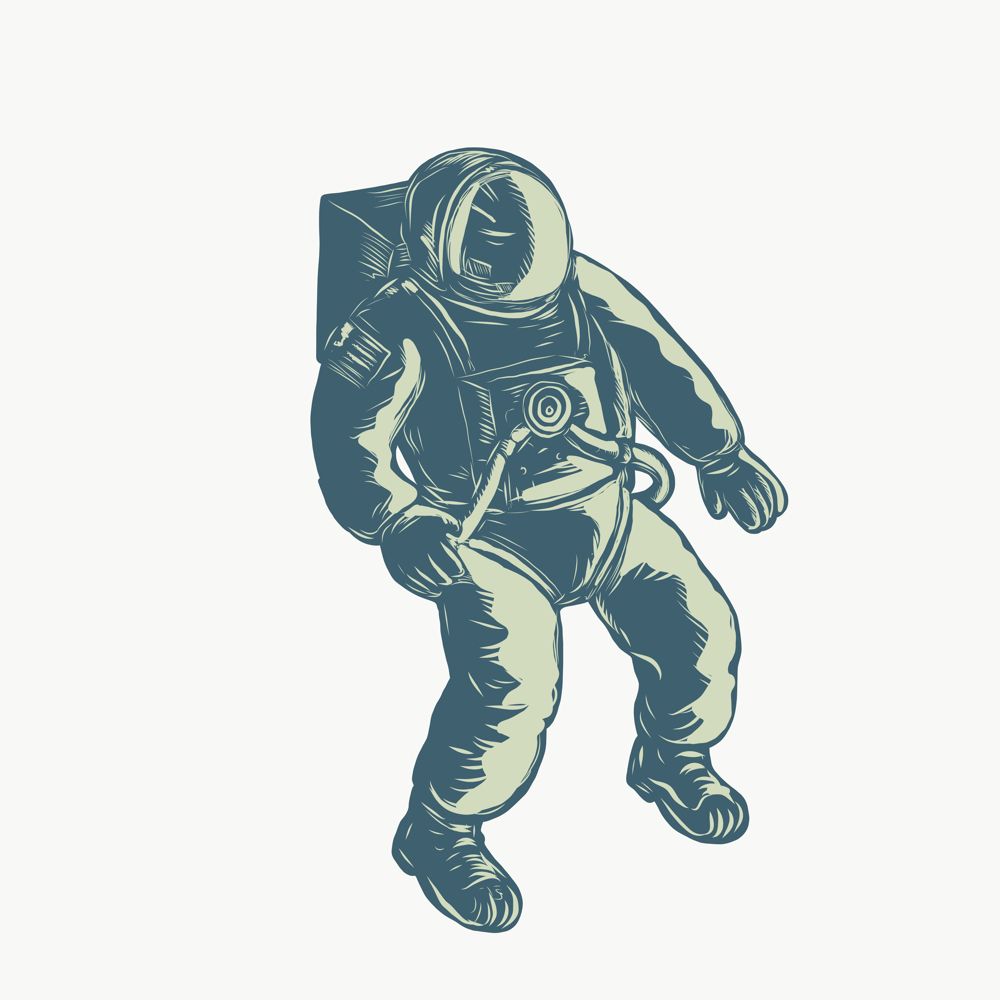 Scratchboard style illustration of an astronaut, cosmonaut or spaceman floating in spacdone on scraperboard on isolated background.. Astronaut Floating in Space Scratchboard