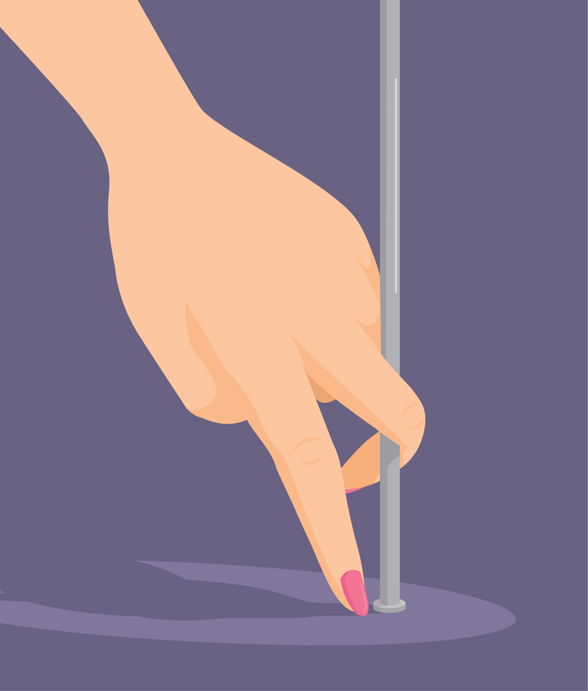 Cartoon illustration of feminine hand pole dancing
