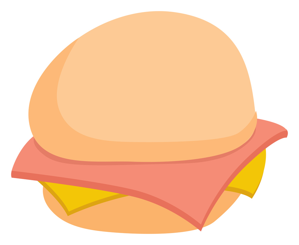 Cartoon illustration of ham and cheese sandwich