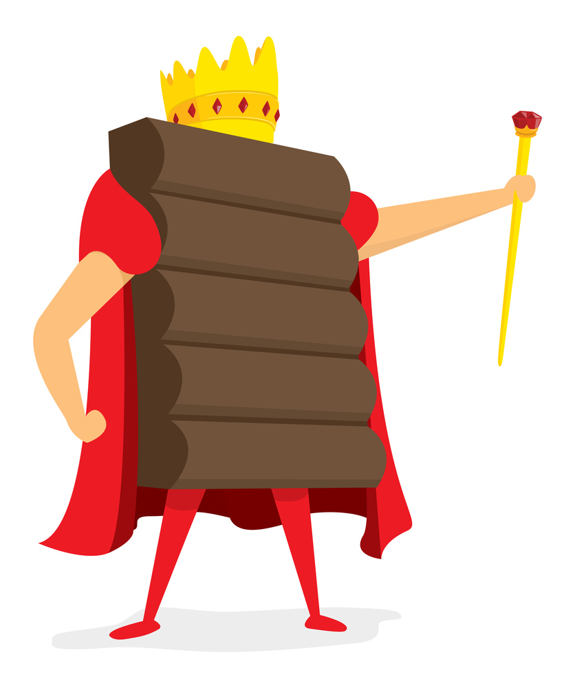 Cartoon illustration of chocolate king with crown
