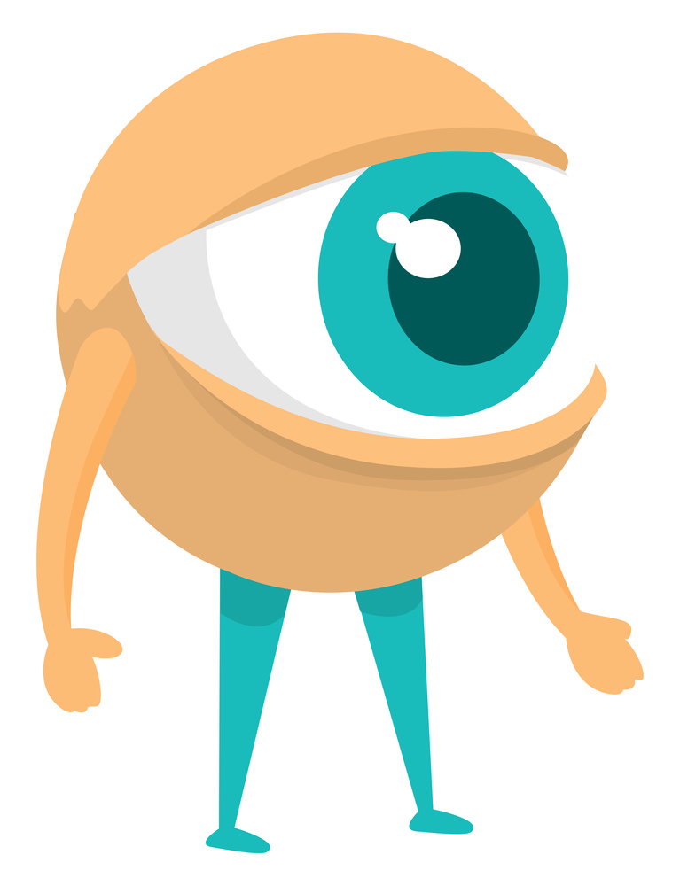 Cartoon illustration of funny cyclops green eyed monster