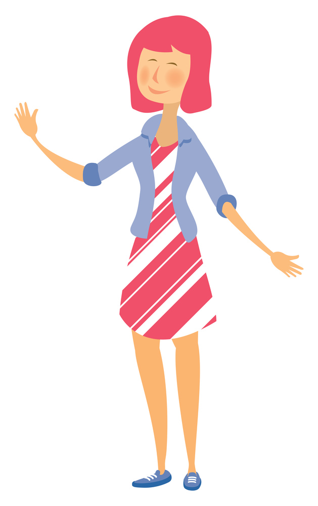 Cartoon illustration of happy and cool modern girl