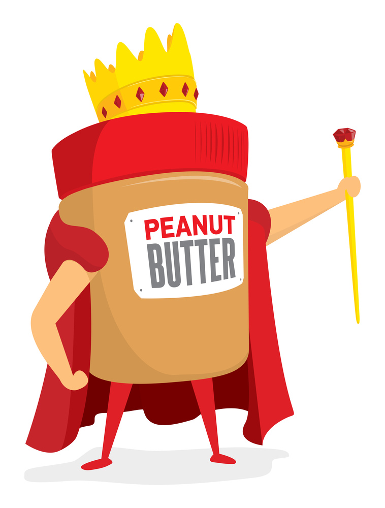Cartoon illustration of peanut butter king or mascot