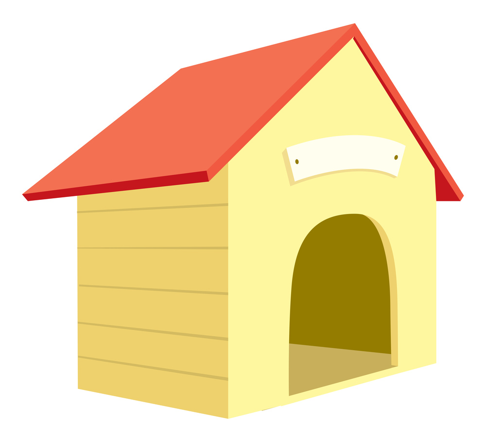 Cartoon illustration of empty dog house or kennel