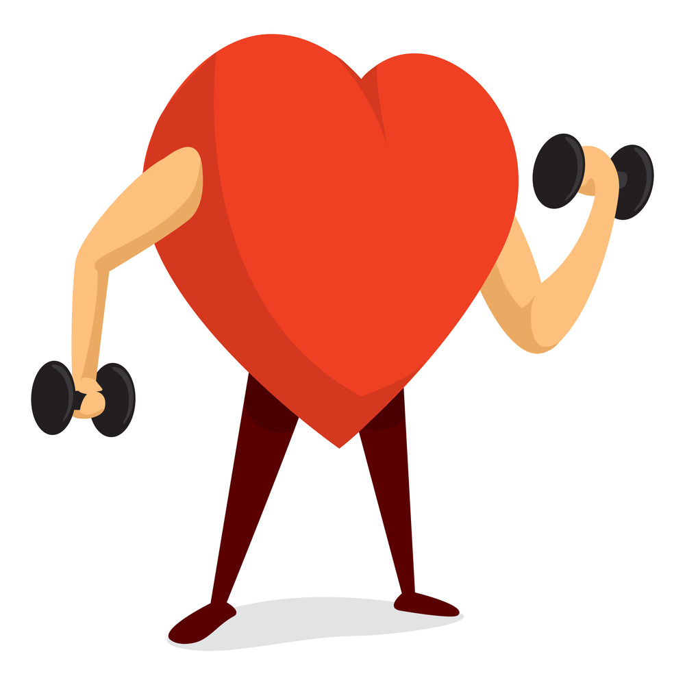 Cartoon illustration of tough love training muscles