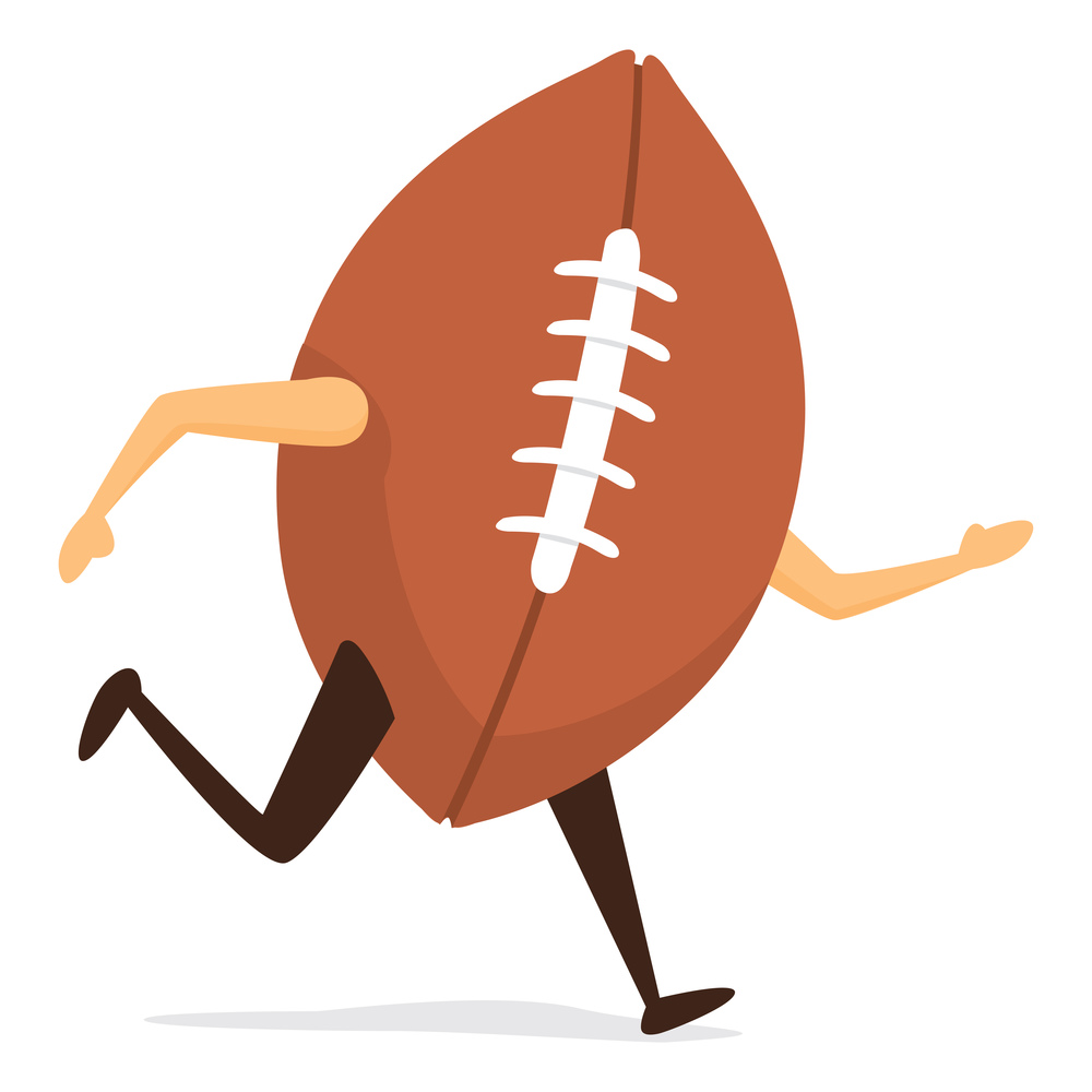 Cartoon illustration of american football on the run