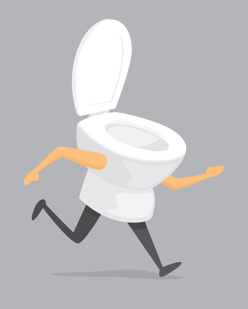 Cartoon illustration of fast toilet on the run