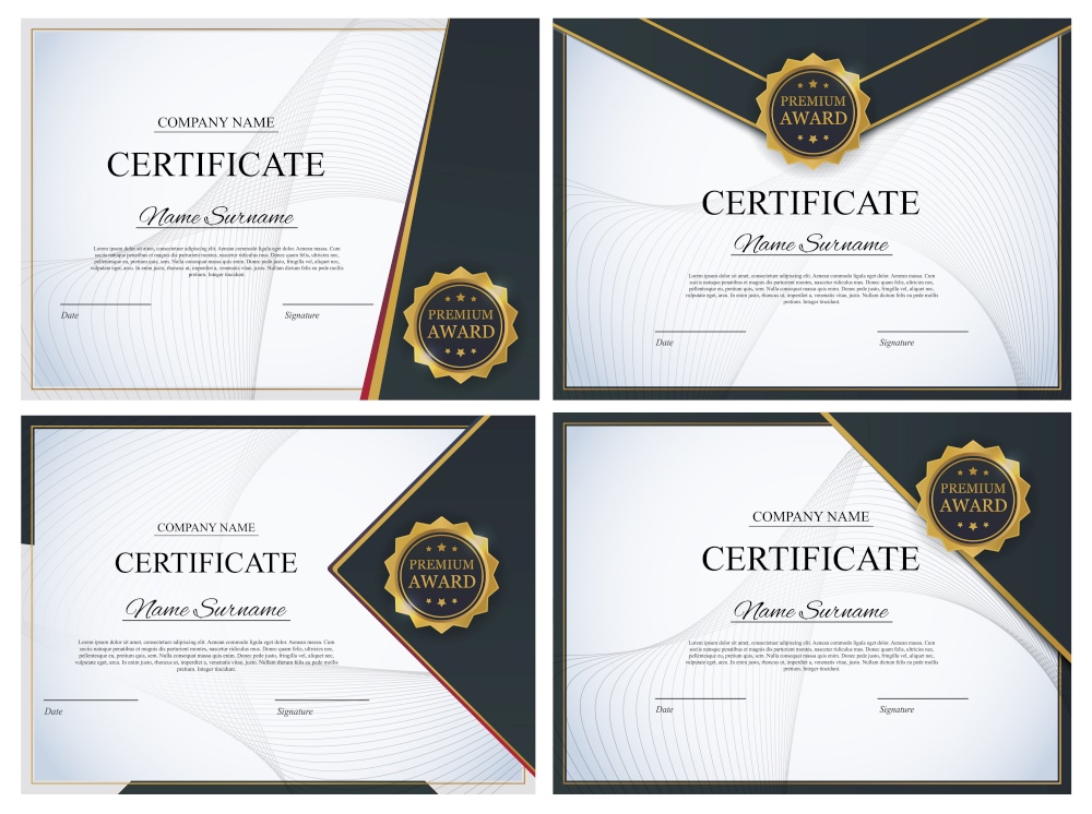 Certificate template Background Collection Set. Award diploma design blank. Vector Illustration EPS10. Certificate template Background Collection Set. Award diploma design blank. Vector Illustration
