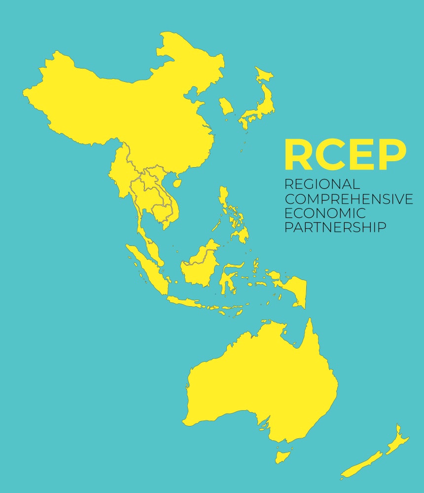 Modern Regional Comprehensive Economic Partnership RCEP map background. Vector Illustration. EPS10. Modern Regional Comprehensive Economic Partnership RCEP map background. Vector Illustration