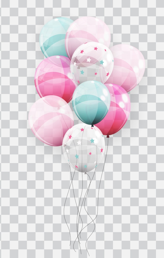Balloons with Hearts isolated on transparent background Vector Illustration EPS10. Balloons with Hearts isolated on transparent background Vector Illustratio
