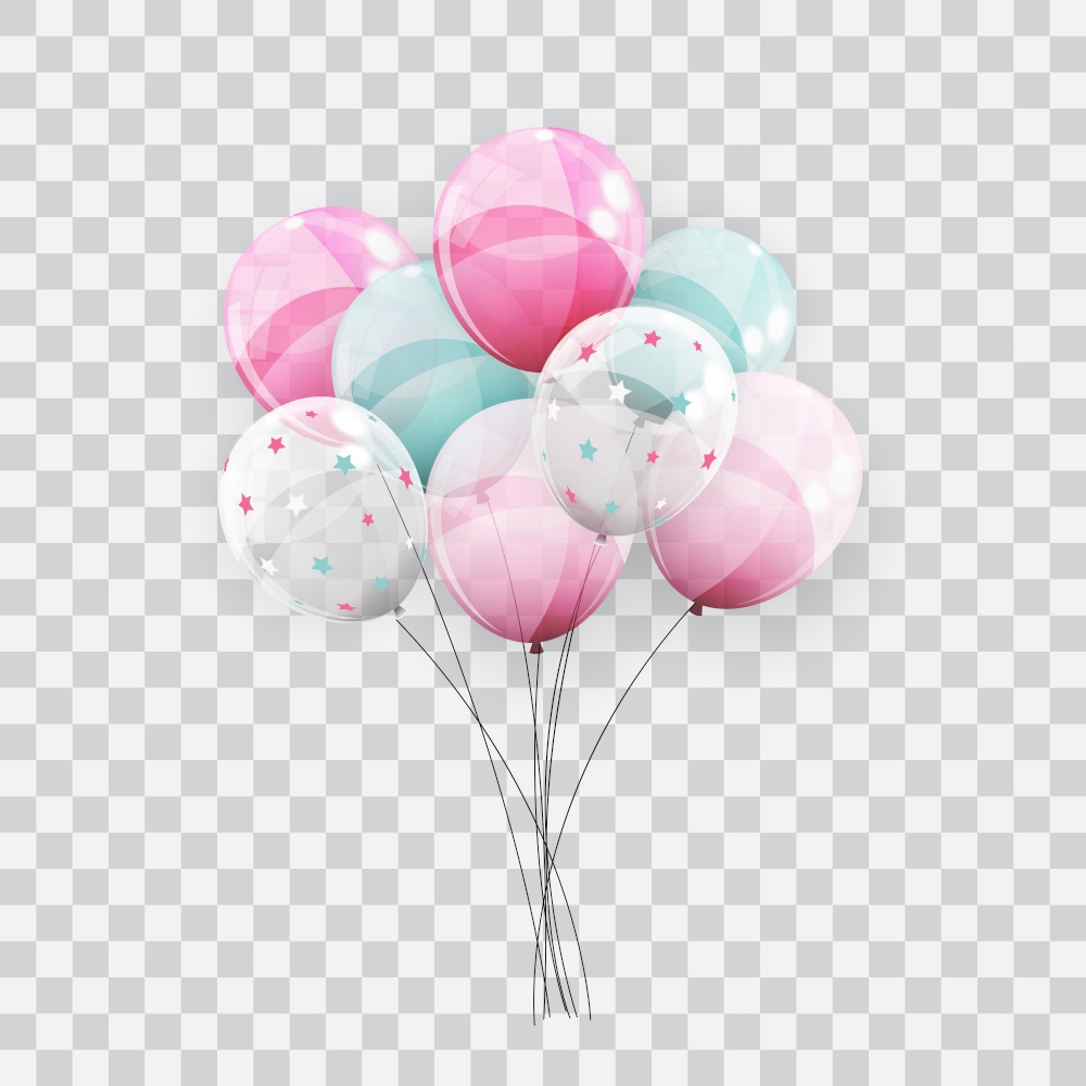 Color Glossy Balloons on Transparent Background Vector Illustration EPS10. Color Glossy Balloons on Transparent Background Vector Illustration