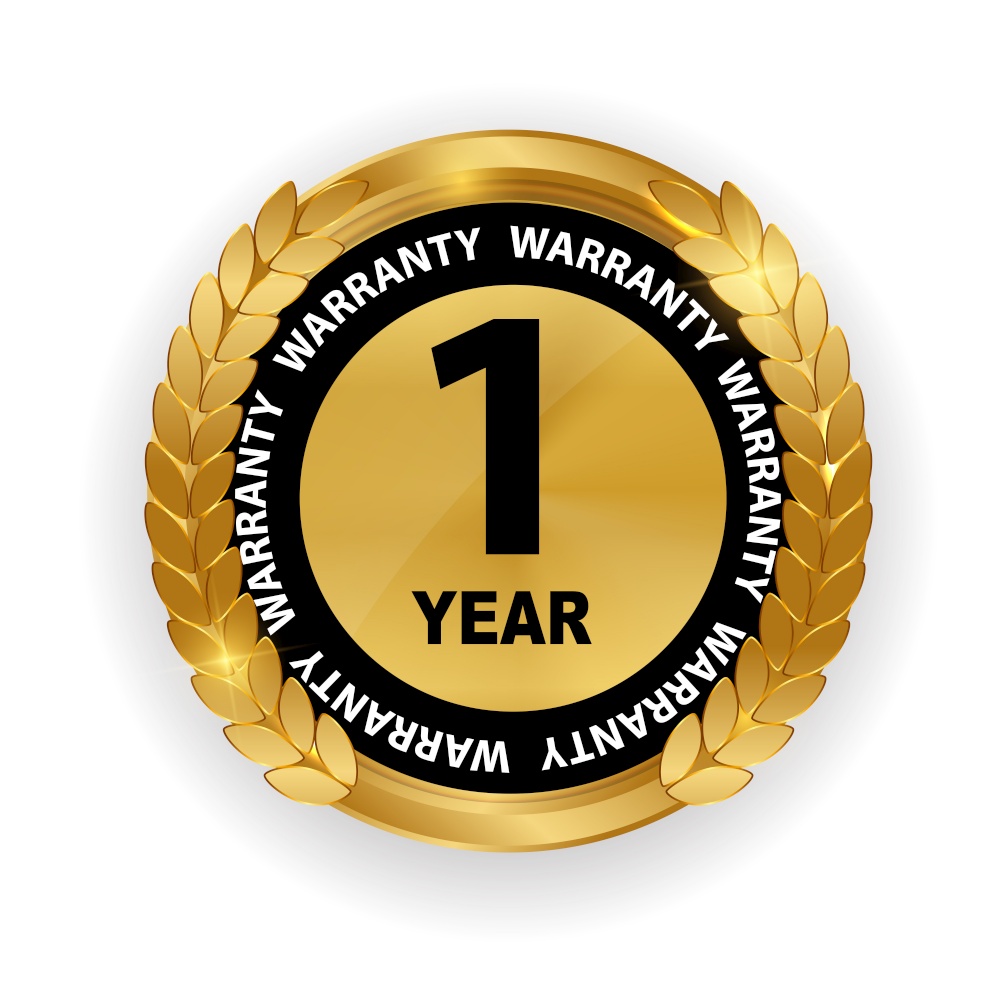 Gold vector guarantee sign, 1 year warranty label EPS10. Gold vector guarantee sign, 1 year warranty label