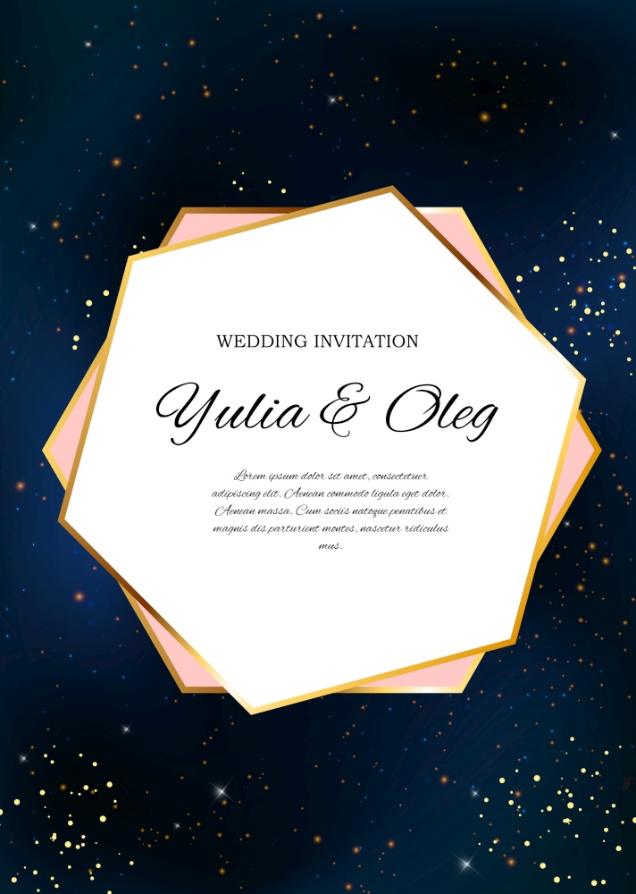 Wedding Invitation with Night Sky and Stars Background. Vector Illustration EPS10. Wedding Invitation with Night Sky and Stars Background. Vector Illustration